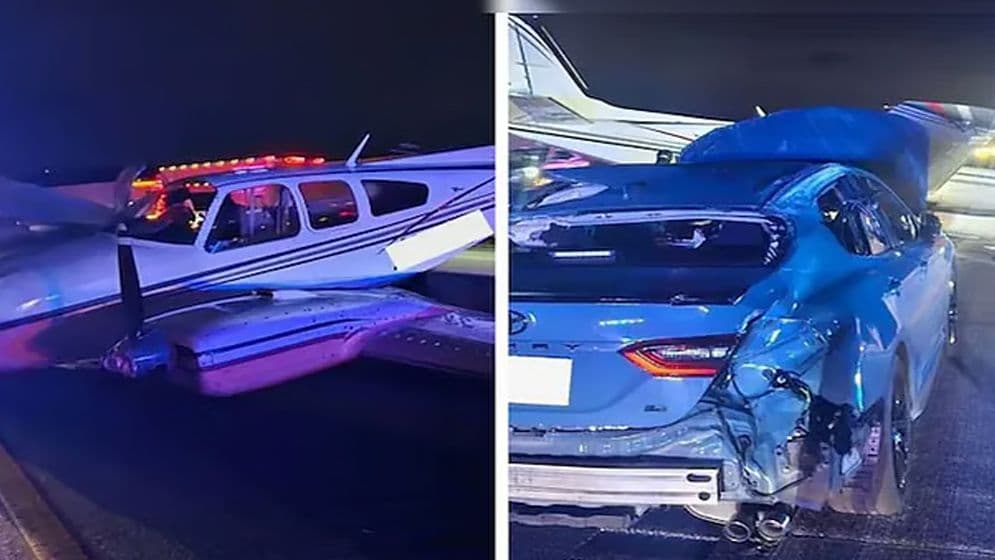 ব্যস্ত মহাসড়কে হঠাৎ আছড়ে পড়ল বিমান, অতঃপর... image